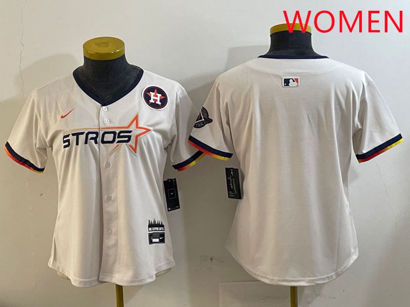 Women Houston Astros Blank Cream Three generations Joint Name 2025 Nike MLB Jersey style 4103->women mlb jersey->Women Jersey